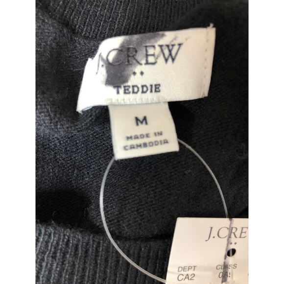 J. Crew Teddie Sweater Wool Cotton Blend Crewneck Black NWT Medium - Picture 5 of 8